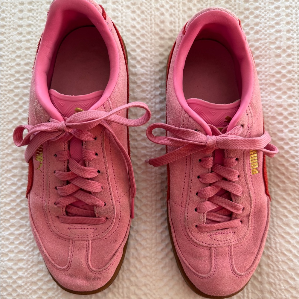 Pink and Red Suede Puma Sneakers Size 8